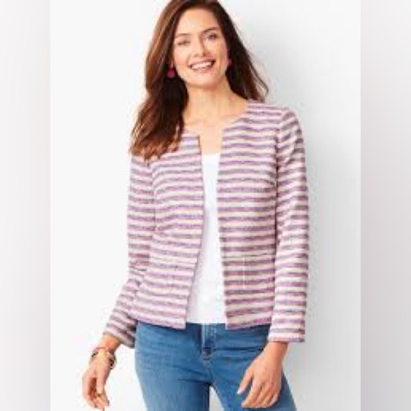 Talbots STRIPE TWEED JACKET size large - Picture 1 of 9